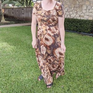 Lularoe Riley Brown Tie-Dye Maxi Dress